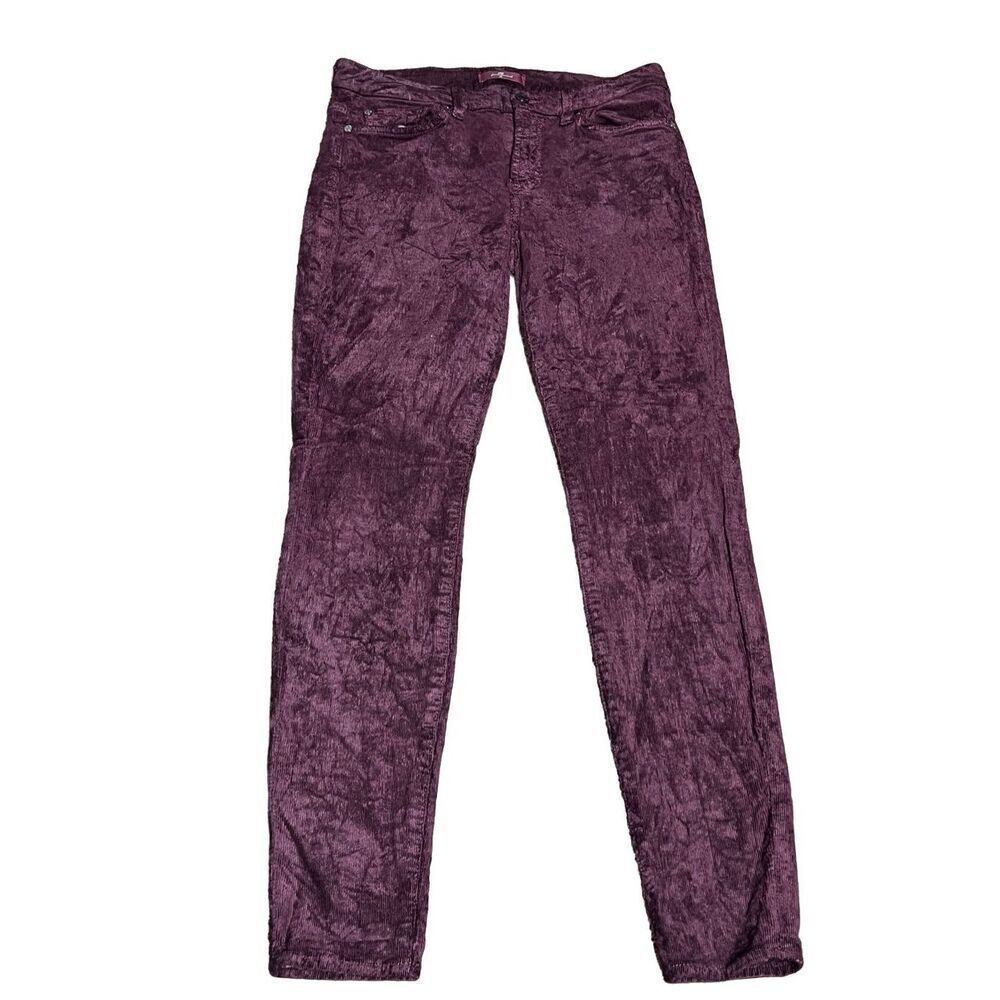 7 For All Mankind Wine Colored Corduroy Tapered Leg Dress Pants Size 30